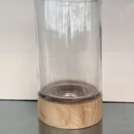 Ghiveci din sticlă cu bază din lemn (h 21 cm) - imagine 2