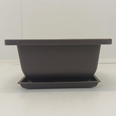 Ghiveci bonsai plastic rectangular cu farfurie (12 x 12 x 6 cm)