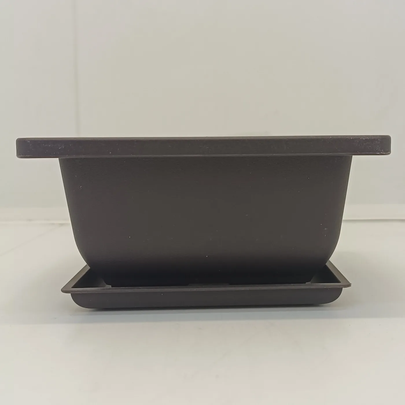 Ghiveci bonsai plastic rectangular cu farfurie (12 x 12 x 6 cm) - imagine 1