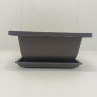 Ghiveci bonsai plastic rectangular cu farfurie (16,7 x 16,7 x 8 cm)