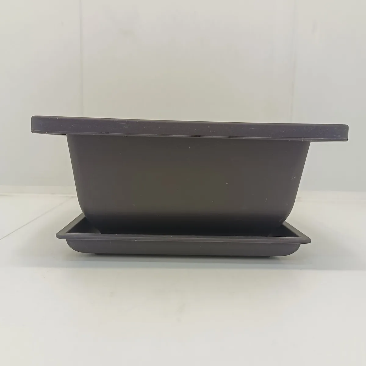 Ghiveci bonsai plastic rectangular cu farfurie (16,7 x 16,7 x 8 cm) - imagine 1