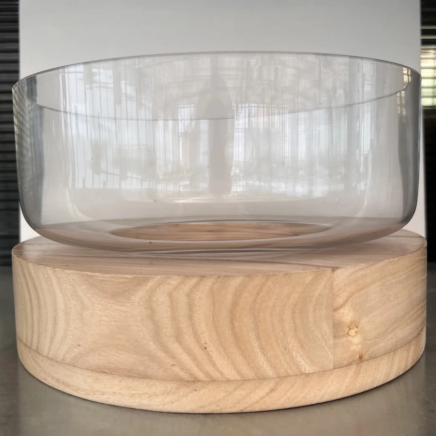 Ghiveci din sticlă cu bază din lemn (h 15 cm) - imagine 1