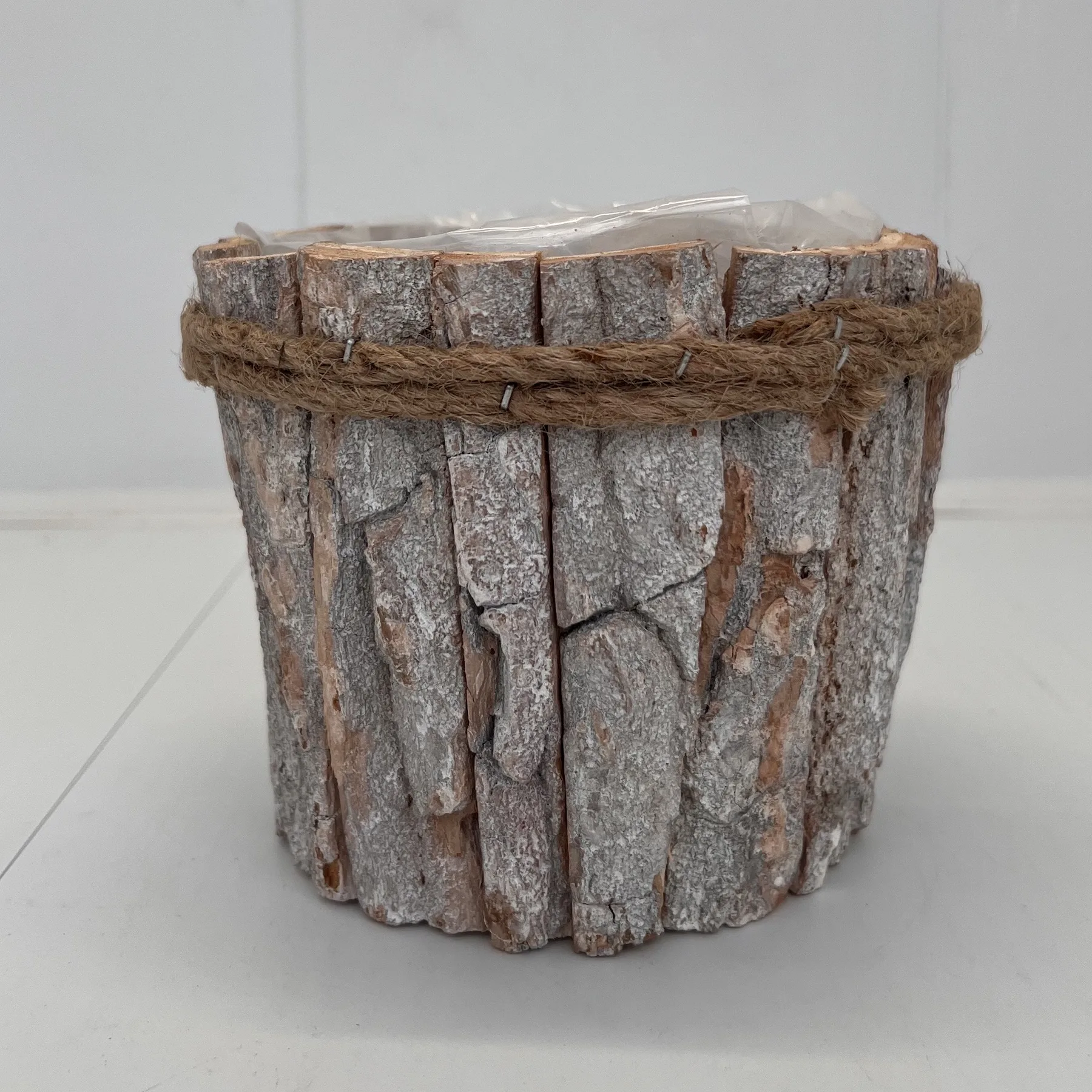 Ghiveci decorativ lemn LY001, Alb (h 12 cm) - imagine 1