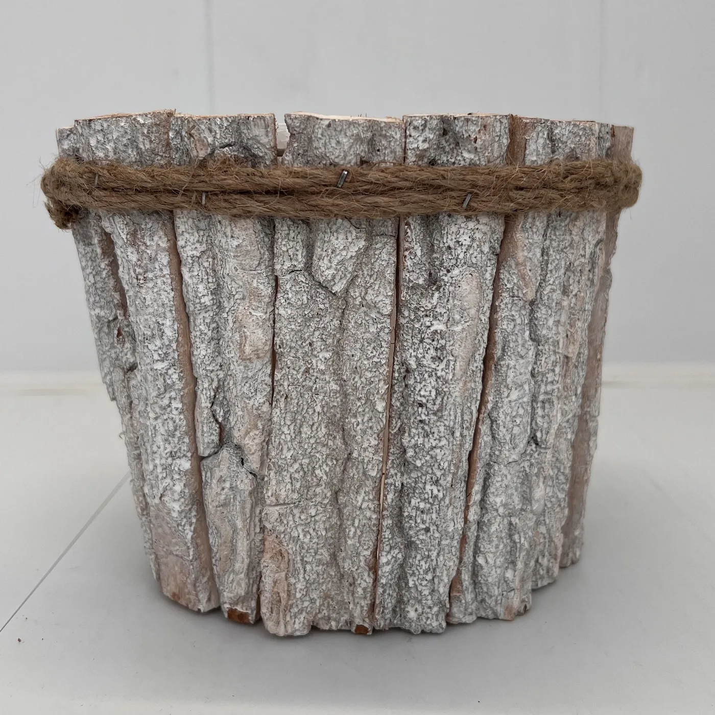 Ghiveci decorativ lemn LY001, Alb (h 15,5 cm) - imagine 1