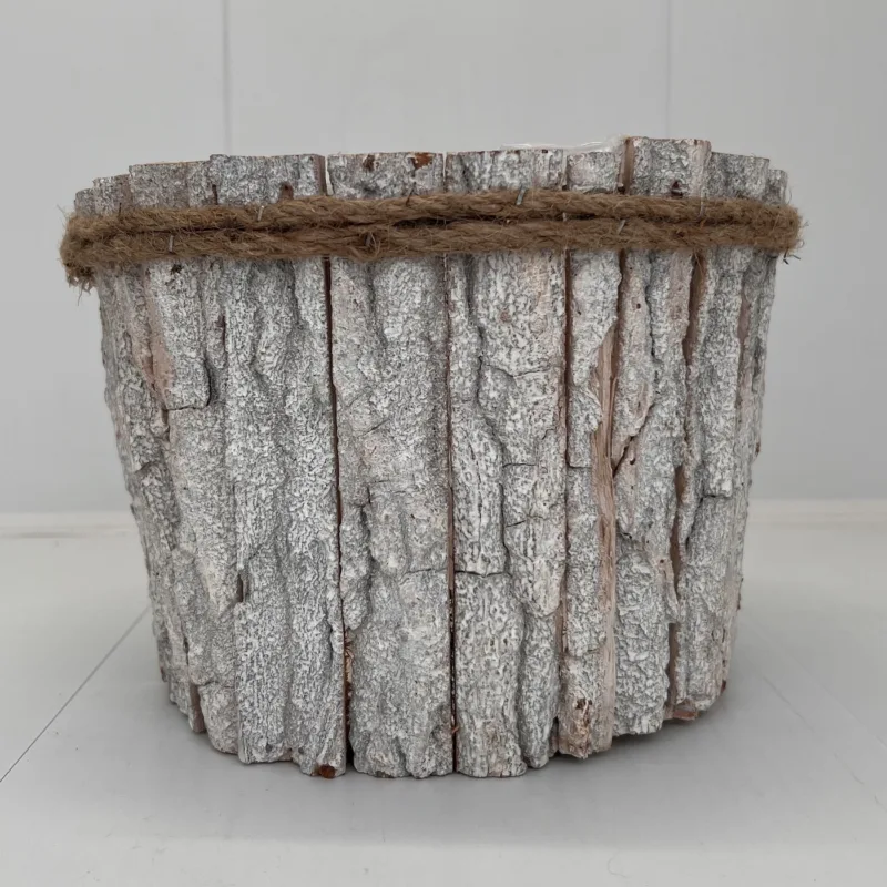 Ghiveci decorativ lemn LY001, Alb (h 17,5 cm) - imagine 1