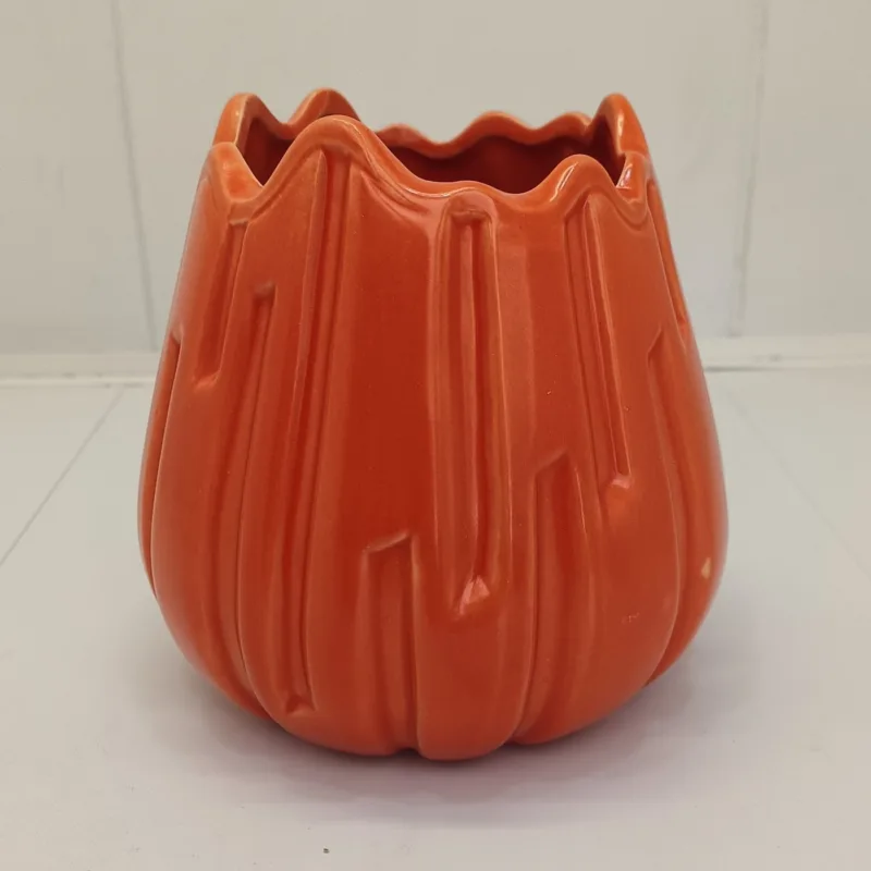 Vas decorativ ceramică formă lalea, Portocaliu - imagine 1