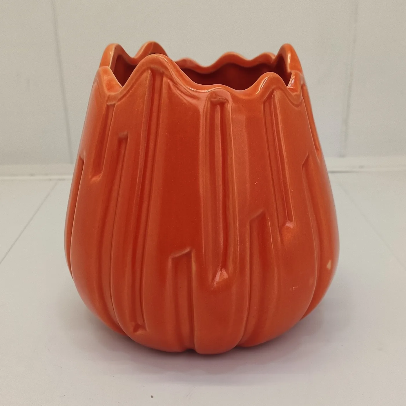 portocalio Vas decorativ ceramică formă lalea, Portocaliu - imagine 1