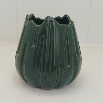 Vas decorativ ceramică formă lalea, Verde